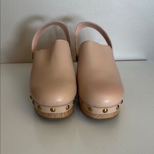 J.Crew Leather Convertible Clogs | Camel Pink | Gold Studs | Size 6.5